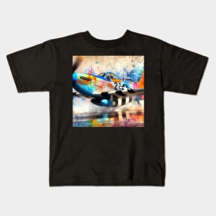 Artistic illustration of acrobatic aircraft flyby Kids T-Shirt